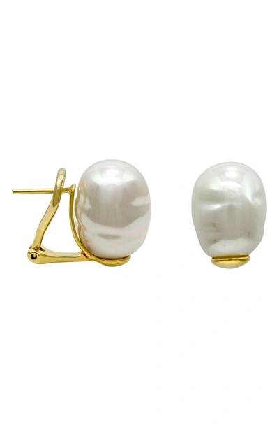 Shop Majorica Baroque Stud Earrings In White