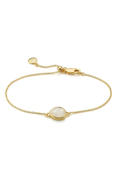 Shop Monica Vinader 'mini Siren' Fine Chain Bracelet In Moonstone/ Yellow Gold