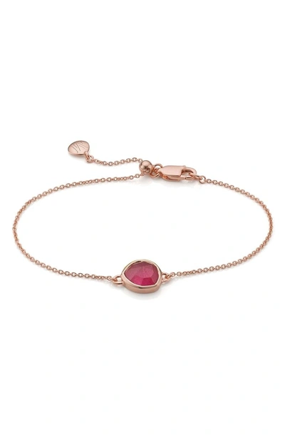 Shop Monica Vinader 'mini Siren' Fine Chain Bracelet In Pink Quartz/ Rose Gold