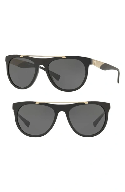 Shop Versace Medusa 56mm Brow Bar Sunglasses - Black Solid