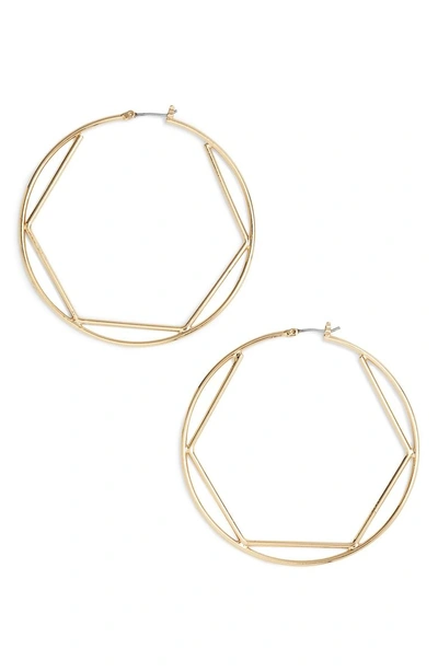 Shop Rebecca Minkoff Large Hexagon Hoops In Gold