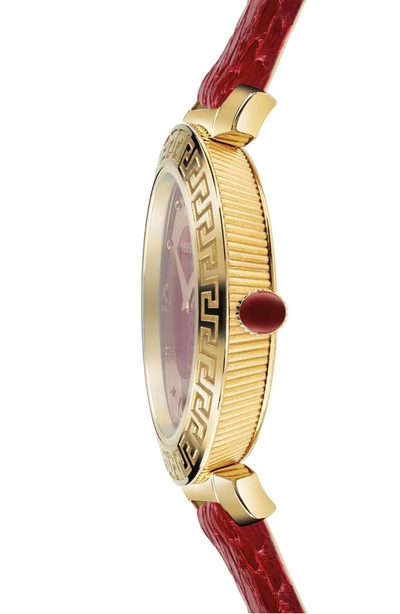 Shop Versace Daphnis Leather Strap Watch, 35mm In Red/ Gold