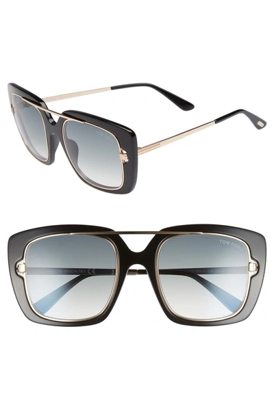 Shop Tom Ford Marissa 52mm Sunglasses - Shiny Black/ Gradient Smoke