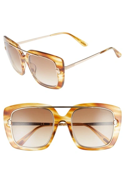 Shop Tom Ford Marissa 52mm Sunglasses In Light Brown/ Gradient Brown
