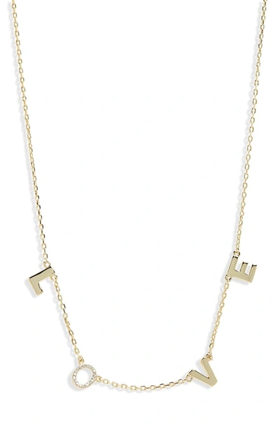 Shop Shashi Crystal Love Necklace In Yellow Gold