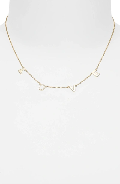 Shop Shashi Crystal Love Necklace In Yellow Gold
