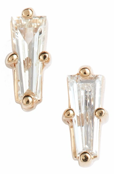 Shop Nora Kogan Paloma Triangle Diamond Stud Earrings In Yellow Gold