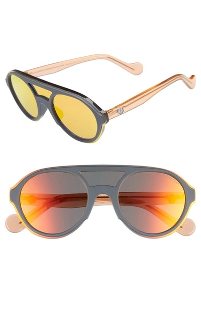 Shop Moncler 52mm Shield Sunglasses In Grey/ Smoke Mirror