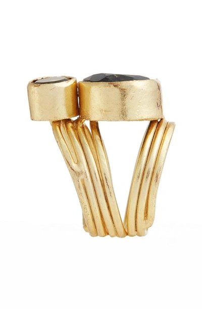 Shop Elise M Luisa Labradorite & Crystal Ring In Gold/ Labradoriate