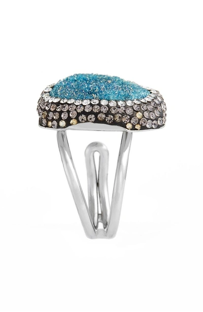 Shop Elise M Goddess Drusy & Crystal Ring In Turquoise