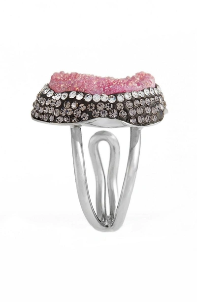 Shop Elise M Goddess Drusy & Crystal Ring In Hot Pink