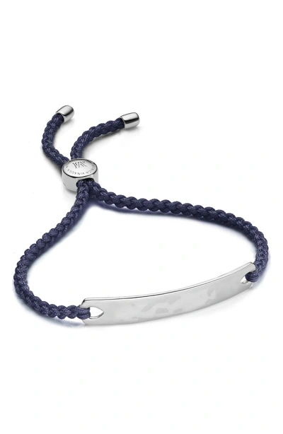 Shop Monica Vinader Engravable Havana Friendship Bracelet In Silver/ Navy Blue