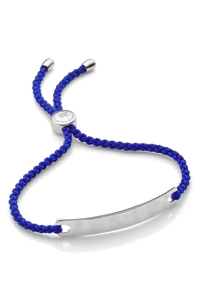 Shop Monica Vinader Engravable Havana Friendship Bracelet In Silver/ Majorelle Blue