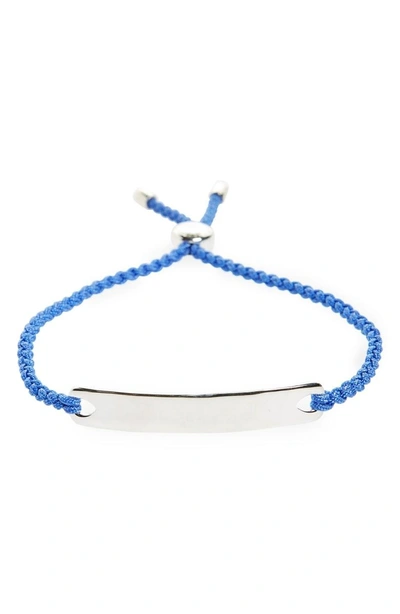 Shop Monica Vinader Engravable Havana Friendship Bracelet In Silver/ Blue