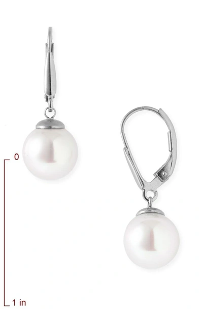 Shop Majorica Simulated Pearl Drop Earrings In White Pearl/ Silver