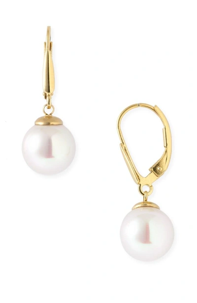 Shop Majorica Simulated Pearl Drop Earrings In White Pearl / Gold