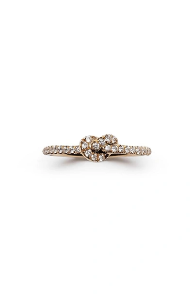 Shop Nora Kogan Maiko Pave Diamond Knot Ring In Yellow Gold