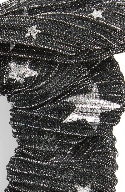 Shop New Friends Colony Foil Print Bunny Scrunchie In Black/ Silver