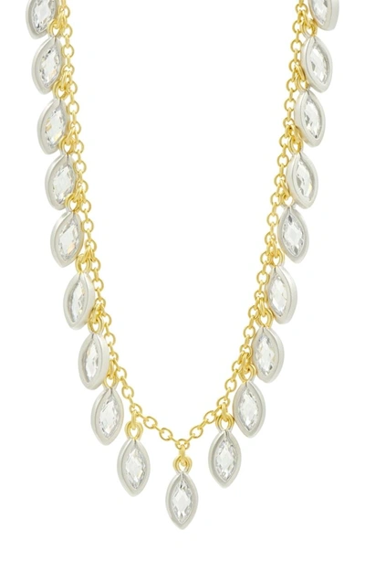 Shop Freida Rothman Fleur Bloom Petal Fringe Necklace In Silver And Gold