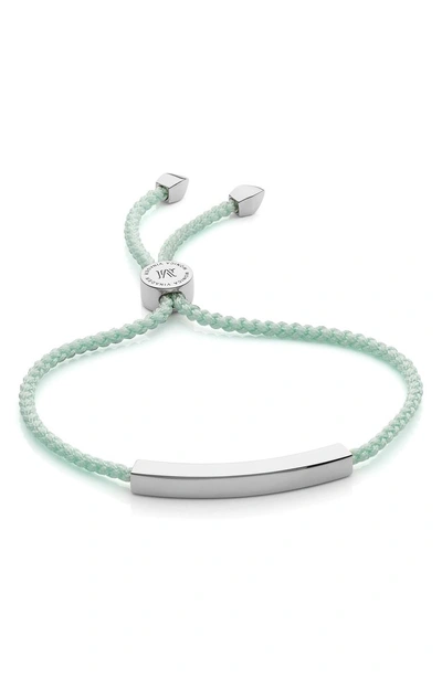 Shop Monica Vinader Engravable Linear Friendship Bracelet In Silver/ Mint