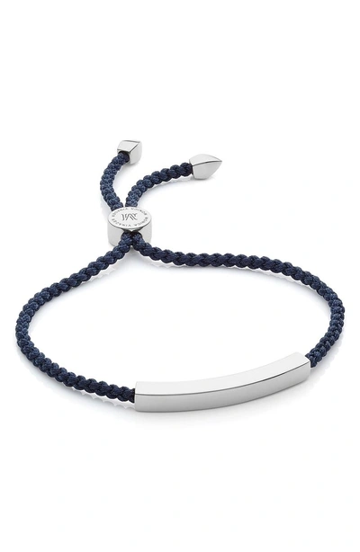 Shop Monica Vinader Engravable Linear Friendship Bracelet In Silver/ Navy Blue