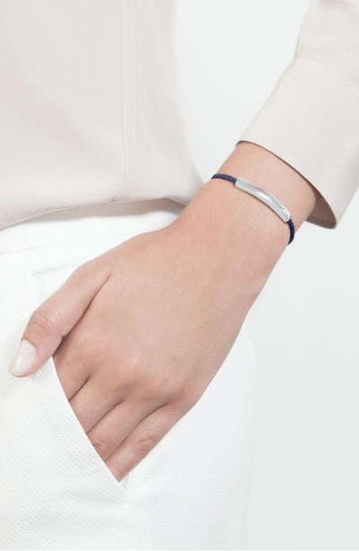 Shop Monica Vinader Engravable Linear Friendship Bracelet In Silver/ Navy Blue