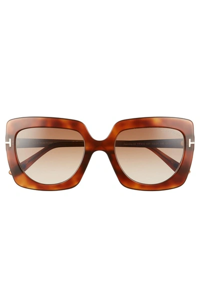 Shop Tom Ford Jasmine 53mm Sunglasses - Blonde Havana/ Gradient Brown