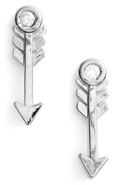 Shop Shy By Se Diamond Arrow Stud Earrings In Silver
