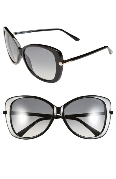 Shop Tom Ford 'linda' 59mm Sunglasses - Shiny Black