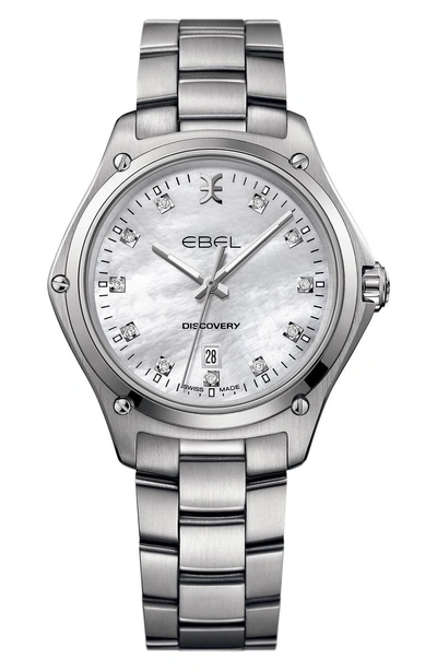 Shop Ebel Discovery Diamond Bracelet Watch, 33mm In Silver/ Mop/ Silver