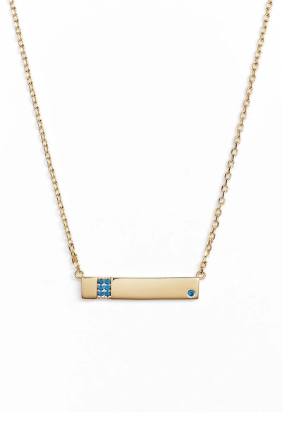 Shop Lulu Dk X We Wore What Horizontal Bar Pendant Necklace In Blue/ Gold