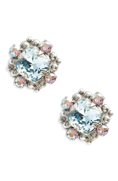 Shop Sorrelli Hibiscus Crystal Earrings In Blue