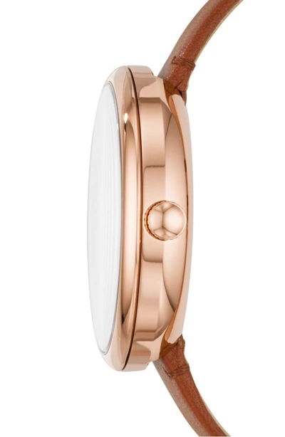 Shop Fossil Annette Leather Strap Watch, 36mm In Brown/ Black/ Rose Gold