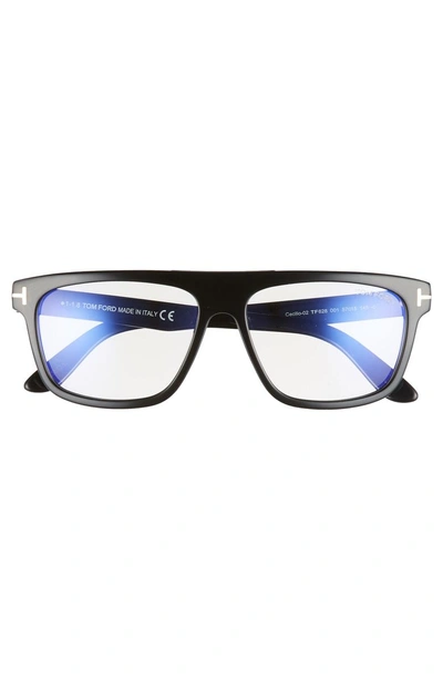 Shop Tom Ford Cecilio 57mm Blue Block Optical Glasses - Shiny Black