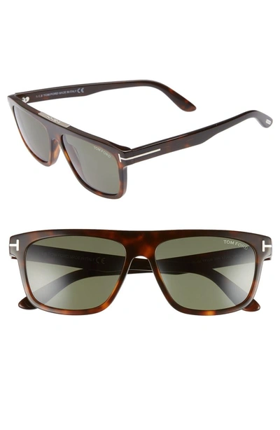 Shop Tom Ford Cecilio 57mm Blue Block Optical Glasses - Dark Havana/ Green