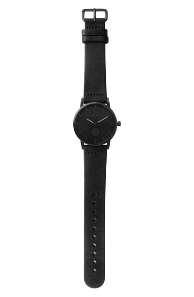 Shop Triwa Midnight Falken Leather Strap Watch, 38mm In Black