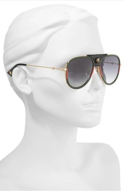 Shop Gucci 57mm Metal Aviator Sunglasses - Gold