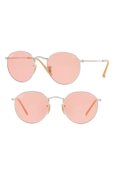 Shop Ray Ban 53mm Evolve Photochromic Round Sunglasses - Pink