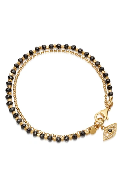 Shop Astley Clarke Evil Eye Biography Bracelet In Yellow Gold/ Black Spinel