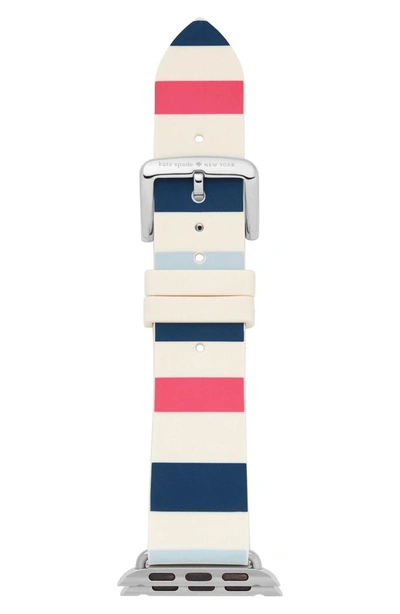 Shop Kate Spade Apple Watch Strap, 25mm In Blue/ White/ Pink