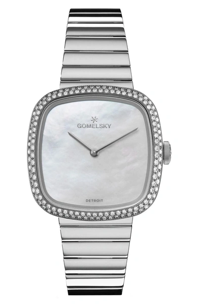 Shop Gomelsky The Eppie Sneed Diamond Bracelet Watch, 32mm In Silver/ Mop/ Silver