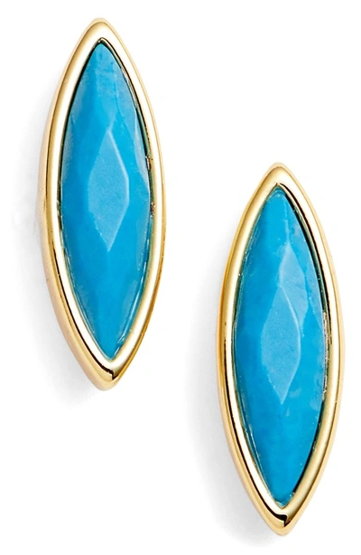 Shop Gorjana Palisades Stud Earrings In Turquoise Dyed Jade/ Gold