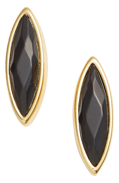 Shop Gorjana Palisades Stud Earrings In Black Dyed Jade/ Gold