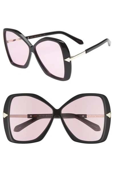 Shop Karen Walker Mary 60mm Butterfly Sunglasses - Black