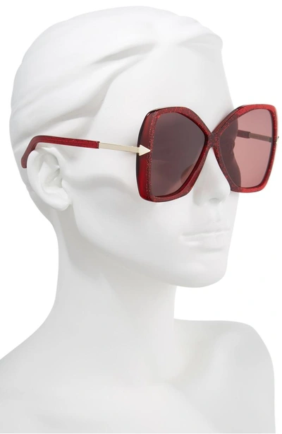 Shop Karen Walker Mary 60mm Butterfly Sunglasses - Red Glitter