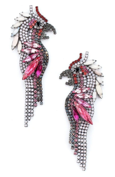 Shop Elizabeth Cole Crystal Parrot Earrings In Pink