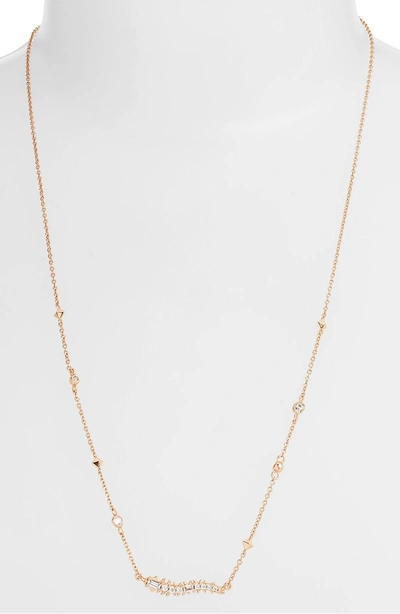 Shop Kendra Scott Kim Adjustable Necklace In White Cz/ Rose Gold