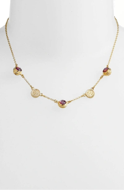 Shop Anna Beck Semiprecious Stone Station Necklace In Gold/ Silver/ Garnet