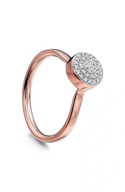 Shop Monica Vinader Ava Diamond Button Ring In Rose Gold