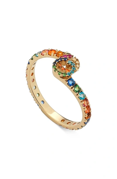 Shop Gucci Double-g Running Gemstone Ring In Rainbow